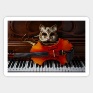 Cat Mask And Baroque Violin Sticker